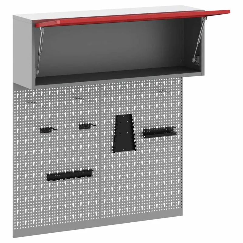Įrankių spintelių rinkinys su lentyna su saugykla 3 pcs Raudona