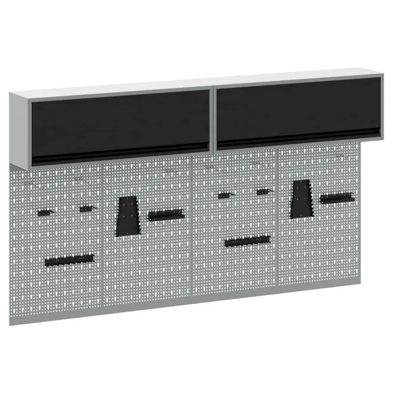Įrankių spintelių rinkinys su lentyna su saugykla 6 pcs Juoda