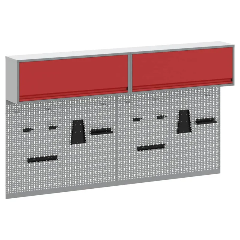 Įrankių spintelių rinkinys su lentyna su saugykla 6 pcs Raudona