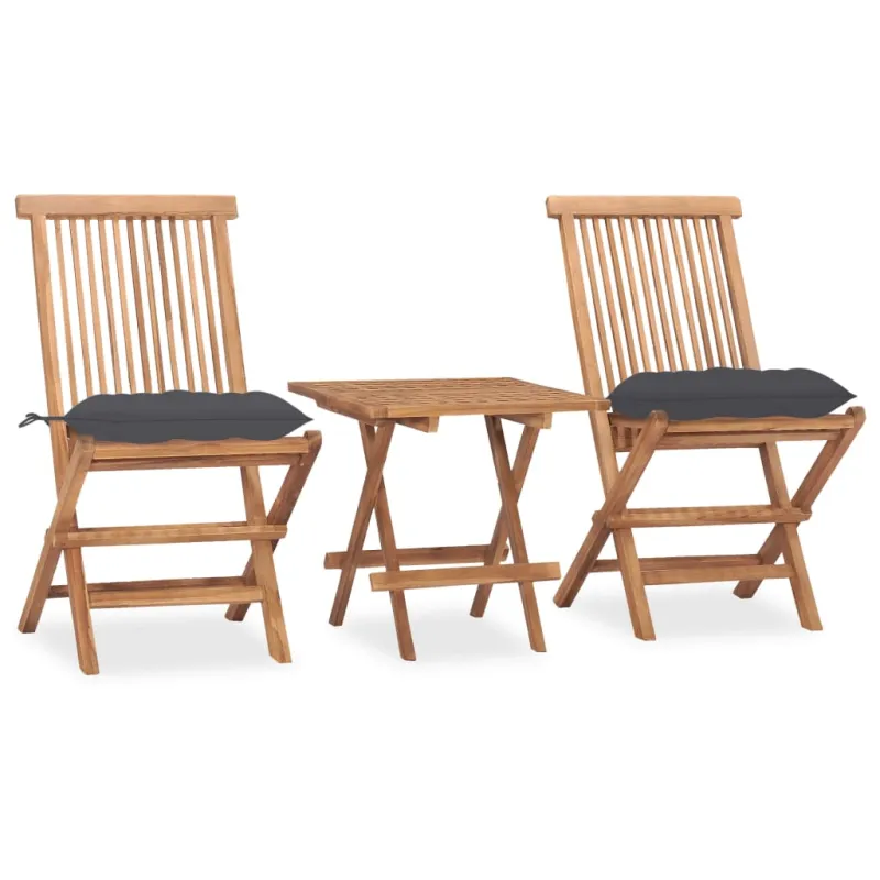 Sulankstettava ulkoilukompletti tyynyine, 3-osainen, tikki-wood