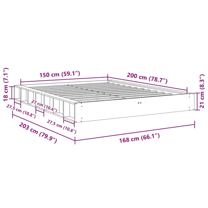 Lovos rėmas be čiužinio 150x200 cm ąžuolo masyvo