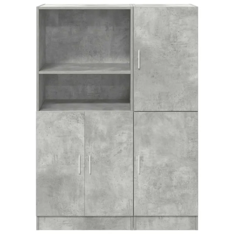 Virtuvės spintelių komplektas, 2 dalių, betono pilkas, mediena
