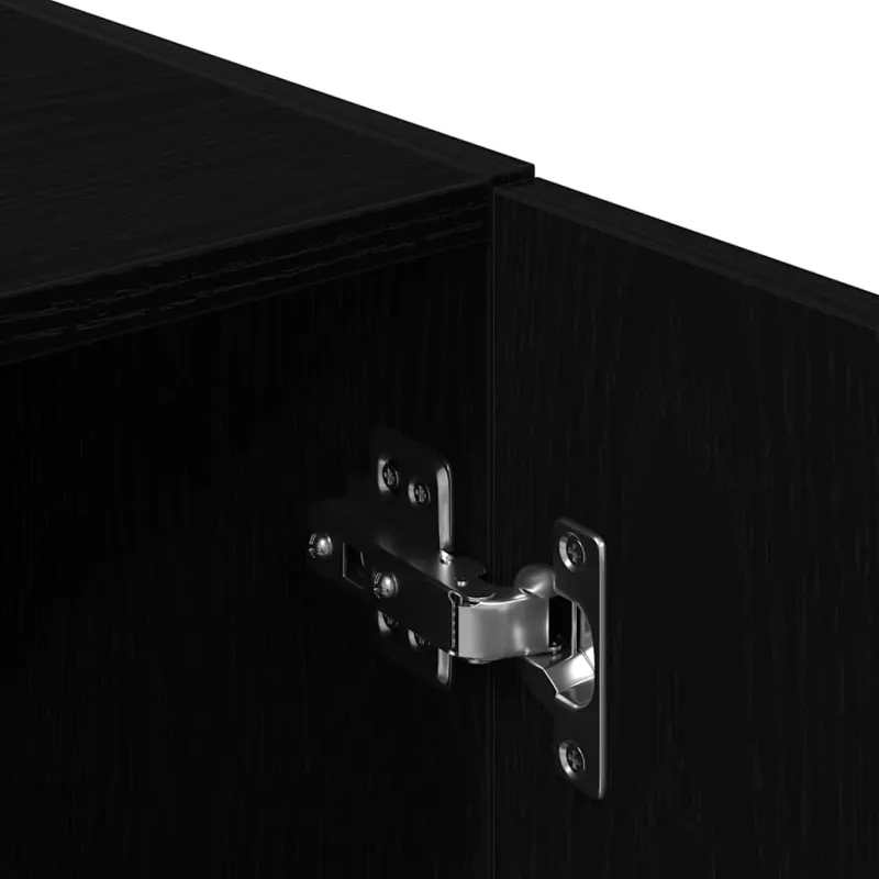 3dalių virtuvės spintelių komplektas, juoda inžinierinė mediena