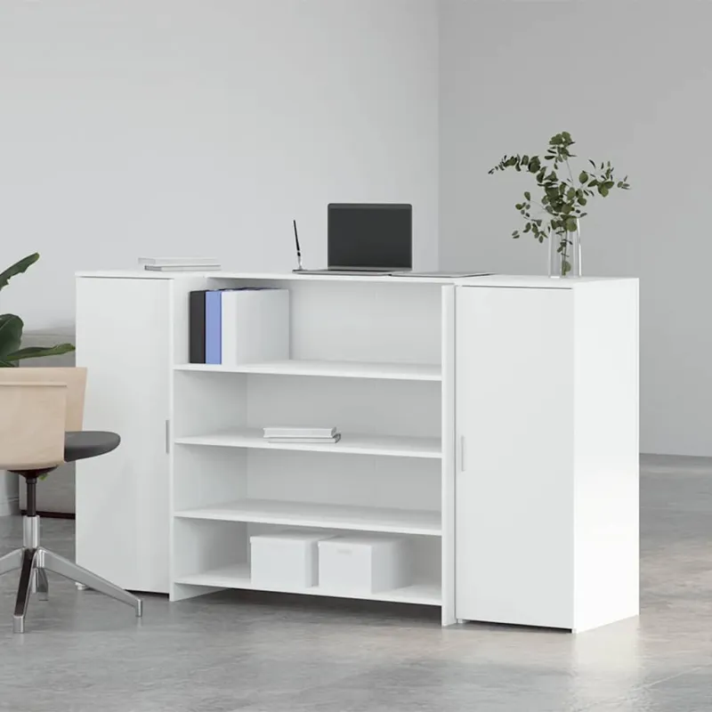 Registratūros stalas, baltas, 180x50x103,5 cm, inžinerinė mediena