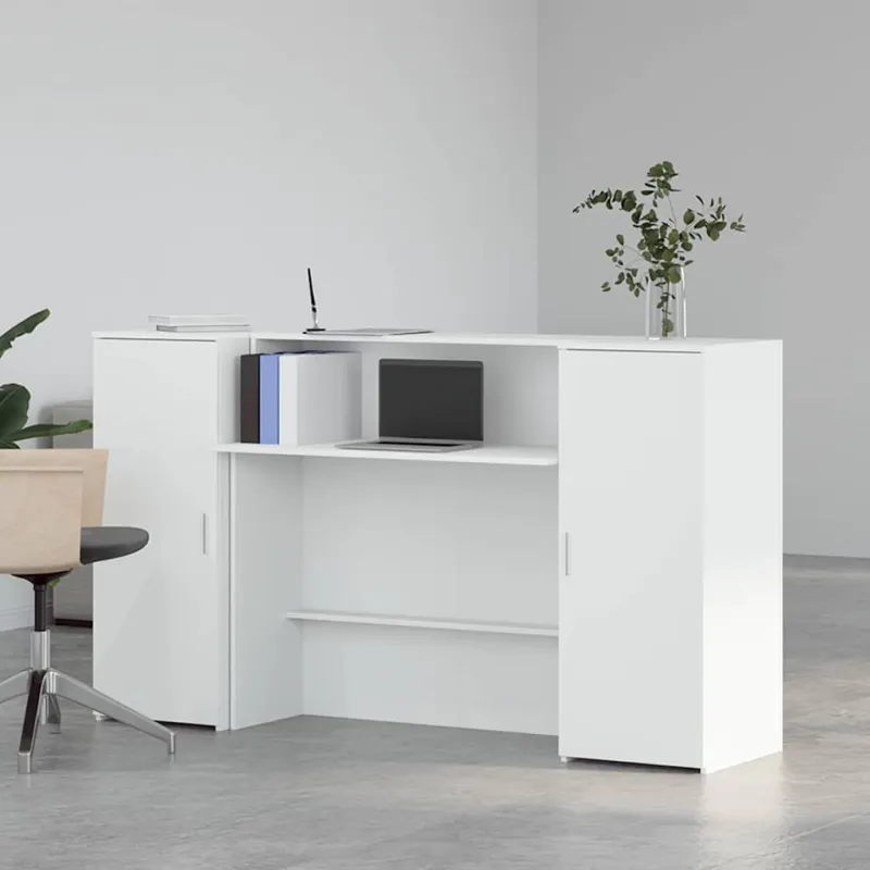 Registratūros stalas, baltas, 180x50x103,5 cm, inžinerinė mediena