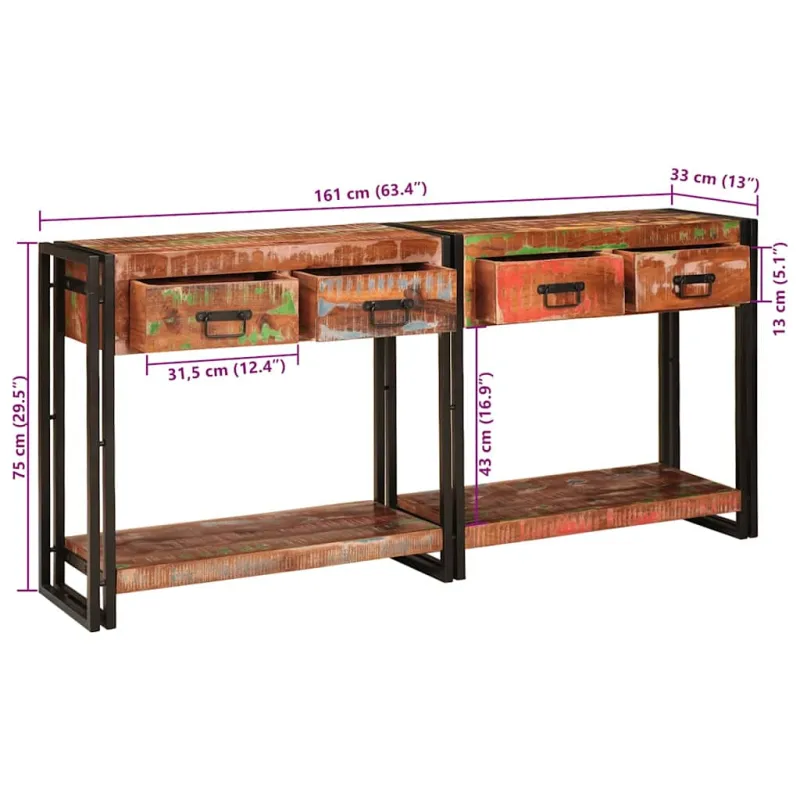 Konsoliniai staliukai 2 pcs Įvairiaspalvis 161 x 33 x 75 cm