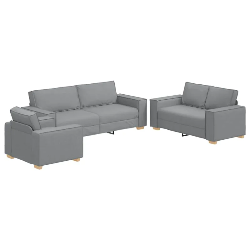 Sofa 3 pcs Šviesiai pilka 220 x 80 x 84 cm Lino mišinio audinys