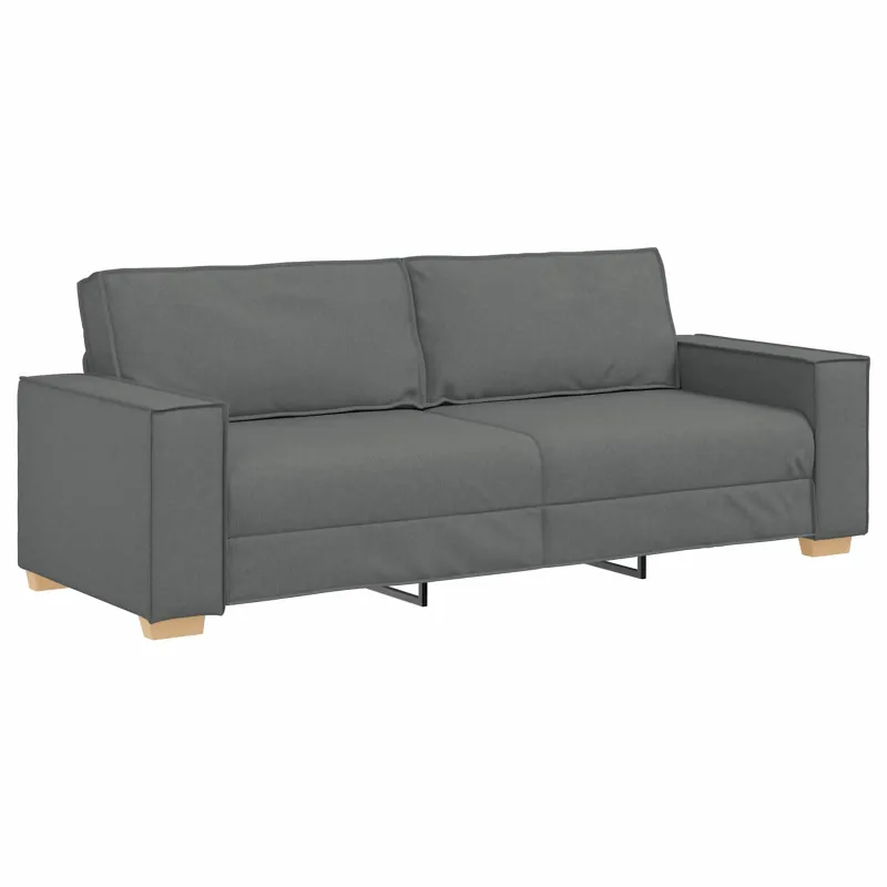Sofa 3 pcs Tamsiai pilka 220 x 80 x 84 cm Lino mišinio audinys