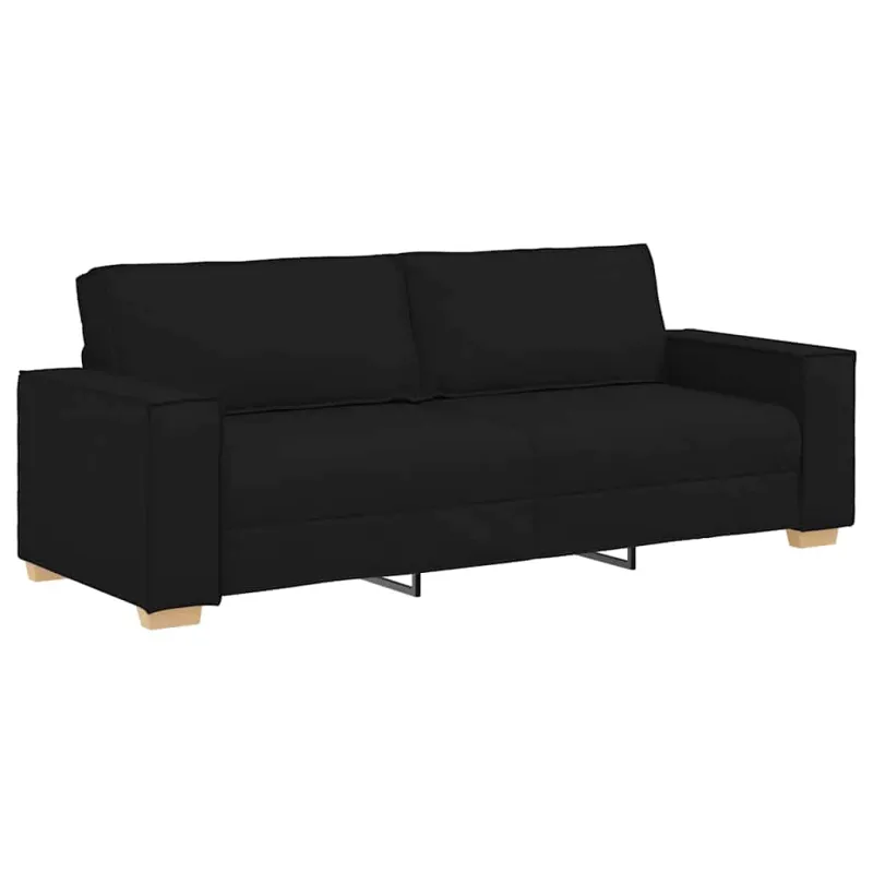 Sofa 3 pcs Juoda 220 x 80 x 84 cm Lino mišinio audinys