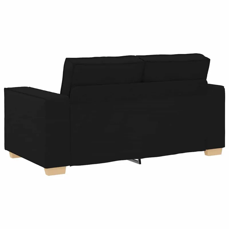 Sofa 3 pcs Juoda 220 x 80 x 84 cm Lino mišinio audinys