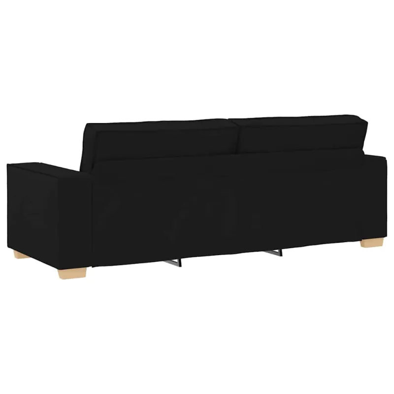 Sofa 3 pcs Juoda 220 x 80 x 84 cm Lino mišinio audinys