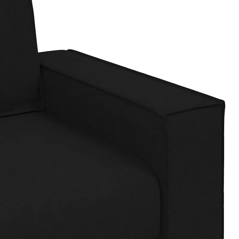 Sofa 3 pcs Juoda 220 x 80 x 84 cm Lino mišinio audinys
