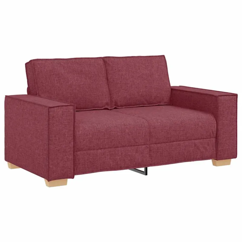 Sofa 3 pcs Vyno raudona 220 x 80 x 84 cm Lino mišinio audinys