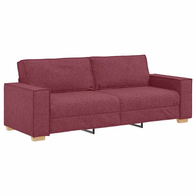 Sofa 3 pcs Vyno raudona 220 x 80 x 84 cm Lino mišinio audinys