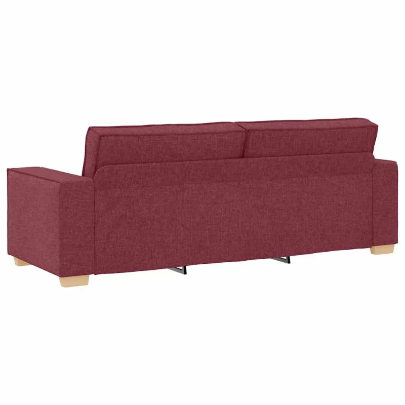Sofa 3 pcs Vyno raudona 220 x 80 x 84 cm Lino mišinio audinys