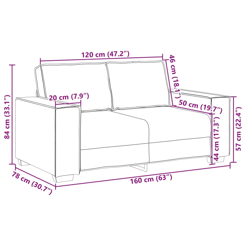 Sofa 3 pcs Ruda 220 x 80 x 84 cm Lino mišinio audinys