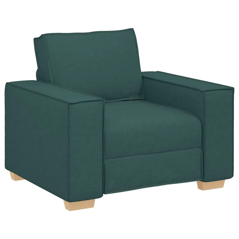 Sofa 3 pcs Tamsiai žalia 220 x 80 x 84 cm Lino mišinio audinys