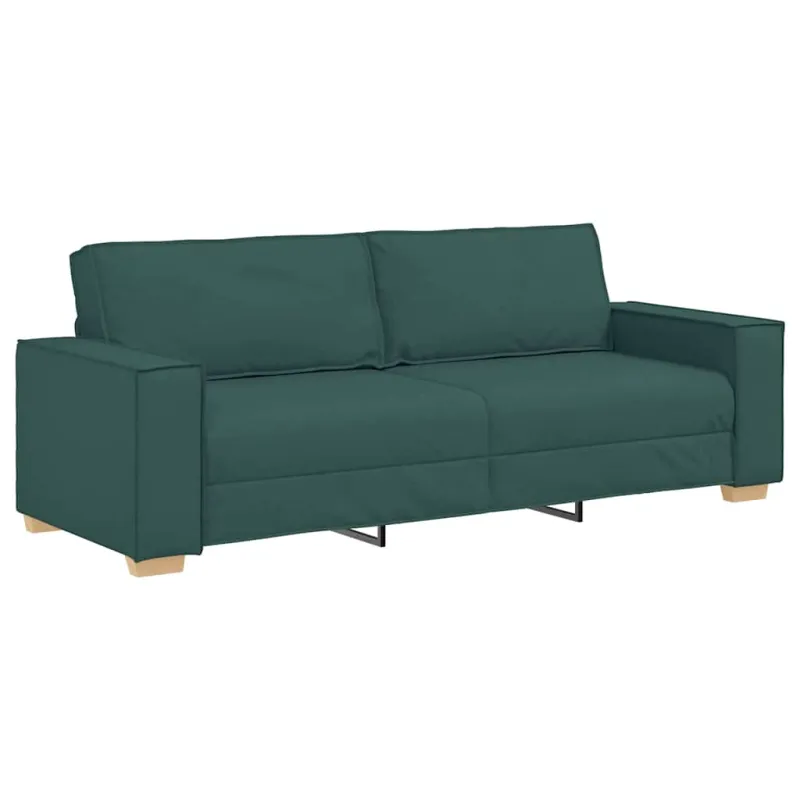 Sofa 3 pcs Tamsiai žalia 220 x 80 x 84 cm Lino mišinio audinys