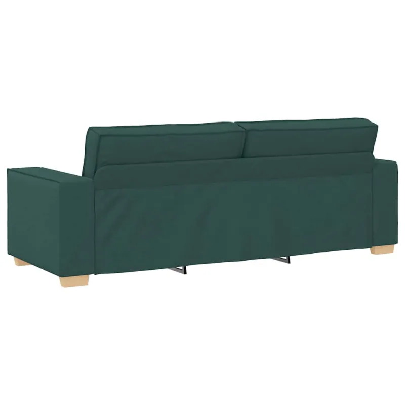 Sofa 3 pcs Tamsiai žalia 220 x 80 x 84 cm Lino mišinio audinys