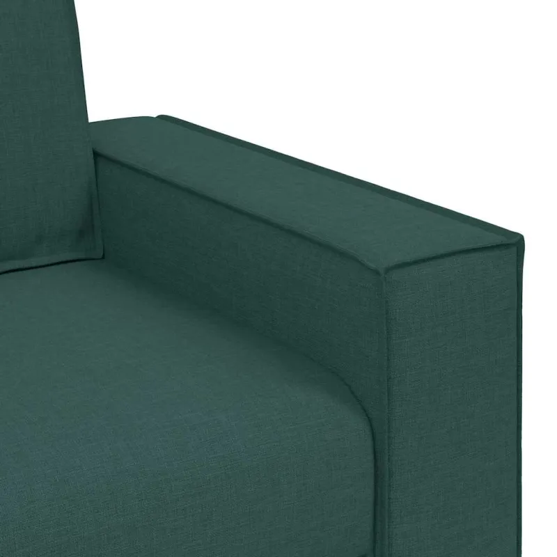 Sofa 3 pcs Tamsiai žalia 220 x 80 x 84 cm Lino mišinio audinys
