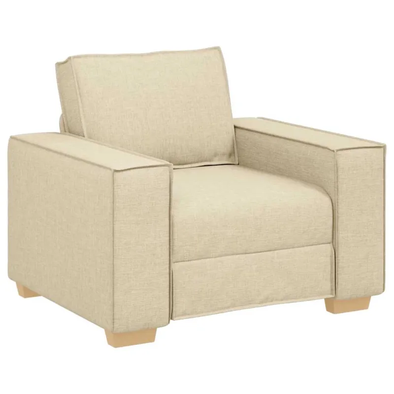 Sofa 3 pcs Kreminė 220 x 80 x 84 cm Lino mišinio audinys