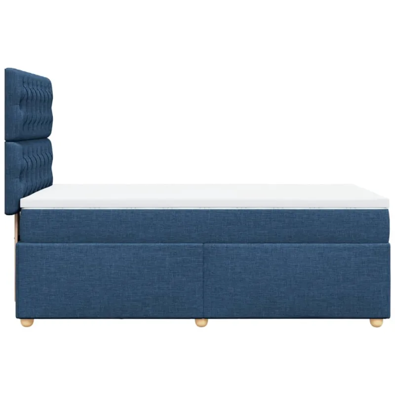 Lova su spyruoklėmis ir čiužiniu, mėlyna, 100x200cm, audinys