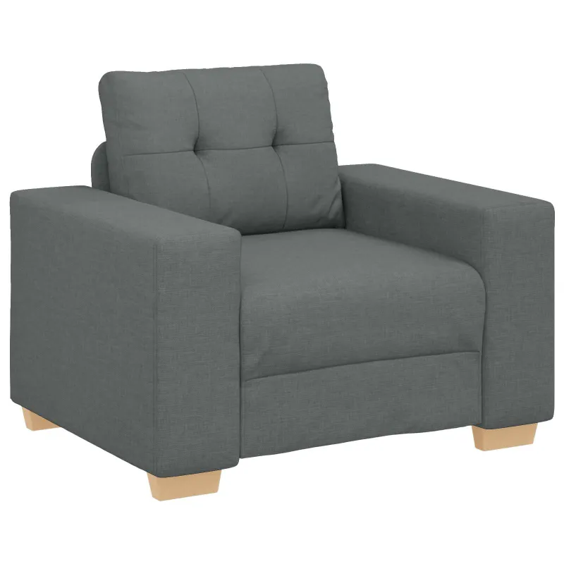 Sofa 3 pcs Tamsiai pilka 221 x 80 x 80 cm Lino mišinio audinys