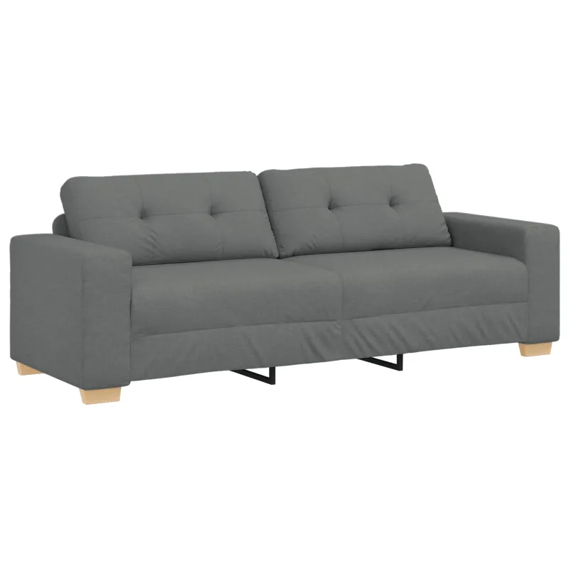 Sofa 3 pcs Tamsiai pilka 221 x 80 x 80 cm Lino mišinio audinys