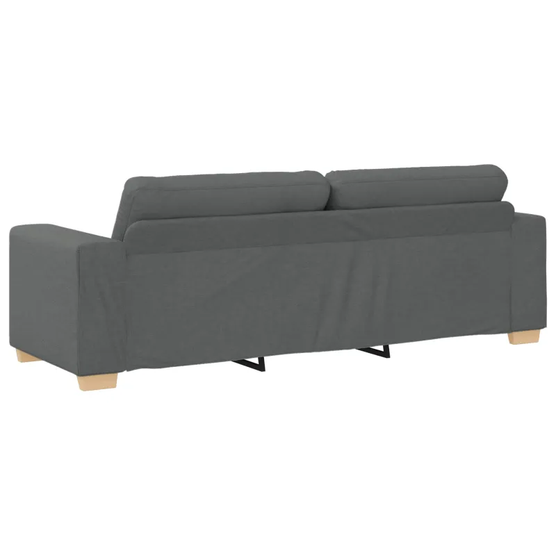 Sofa 3 pcs Tamsiai pilka 221 x 80 x 80 cm Lino mišinio audinys