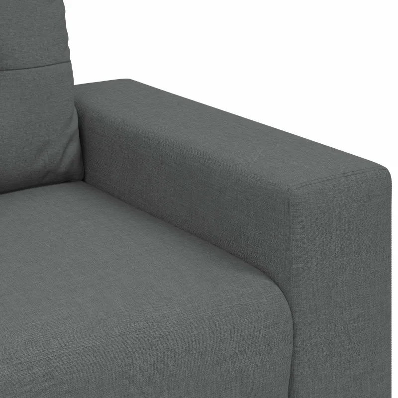 Sofa 3 pcs Tamsiai pilka 221 x 80 x 80 cm Lino mišinio audinys