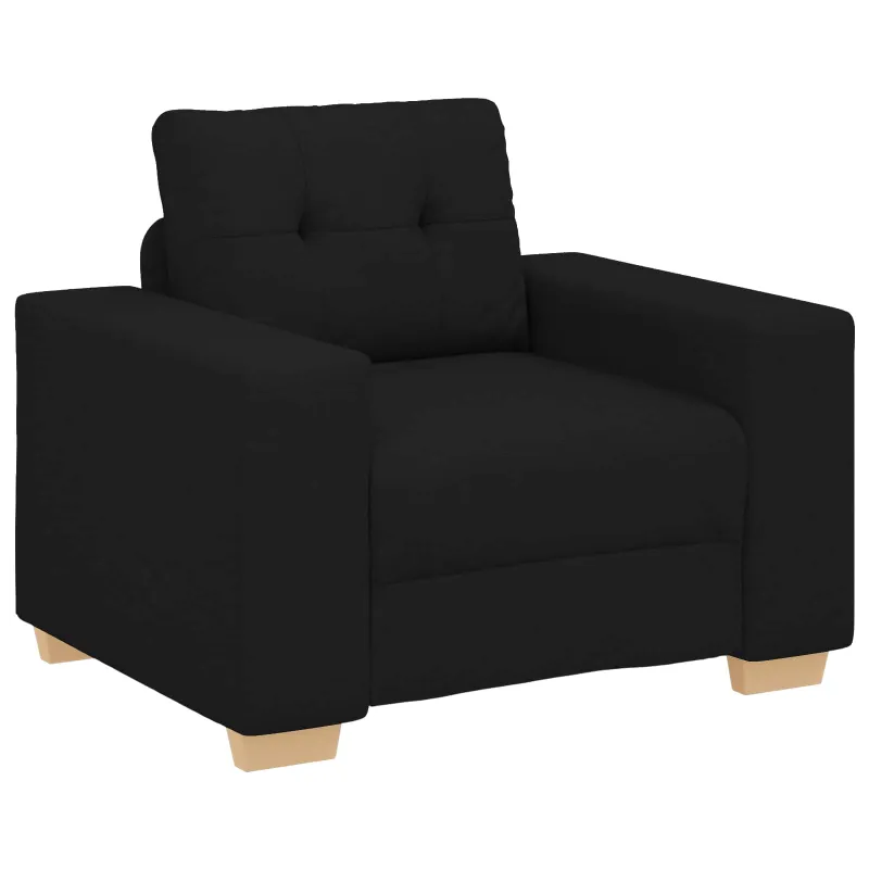 Sofa 3 pcs Juoda 221 x 80 x 80 cm Lino mišinio audinys