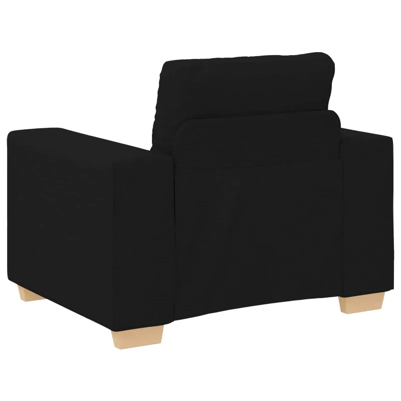 Sofa 3 pcs Juoda 221 x 80 x 80 cm Lino mišinio audinys