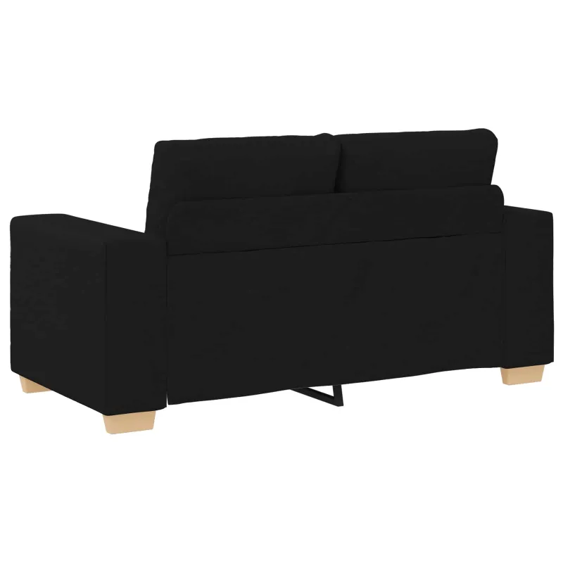 Sofa 3 pcs Juoda 221 x 80 x 80 cm Lino mišinio audinys