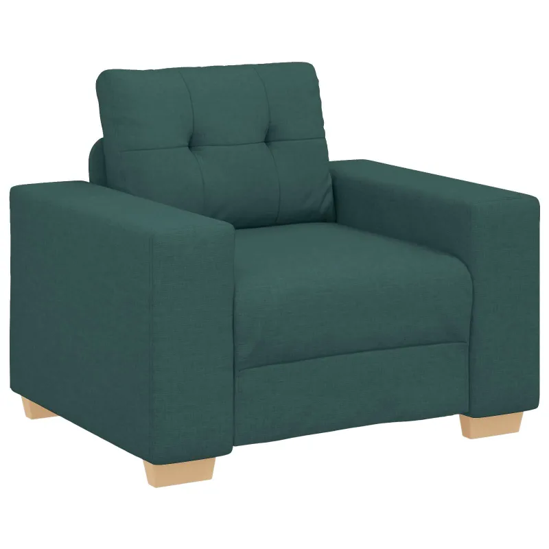 Sofa 3 pcs Tamsiai žalia 221 x 80 x 80 cm Lino mišinio audinys