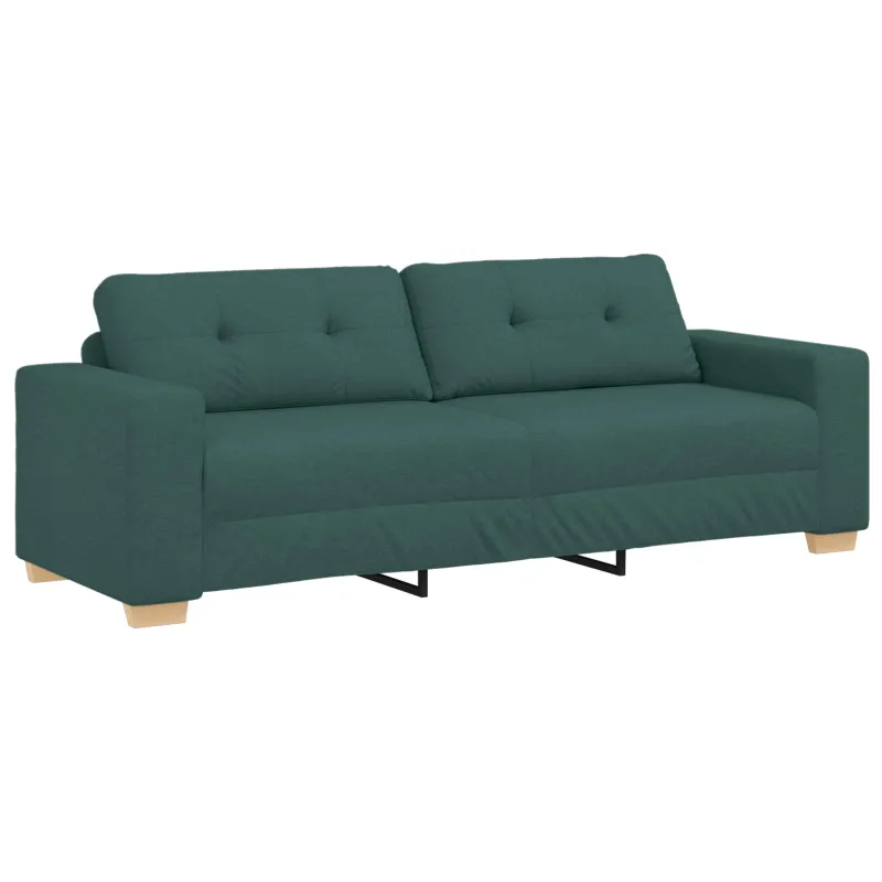 Sofa 3 pcs Tamsiai žalia 221 x 80 x 80 cm Lino mišinio audinys