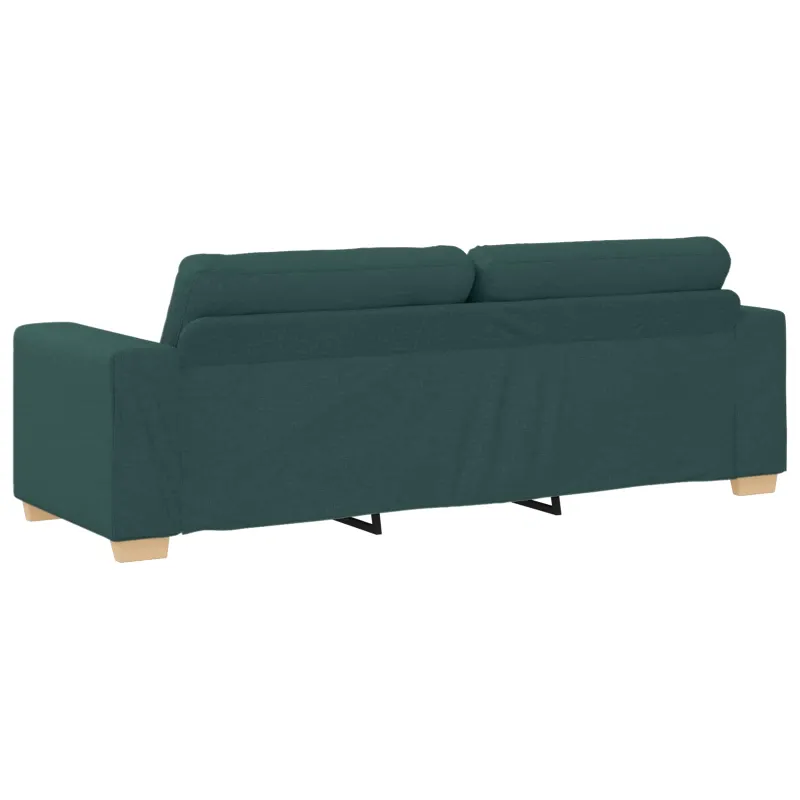 Sofa 3 pcs Tamsiai žalia 221 x 80 x 80 cm Lino mišinio audinys