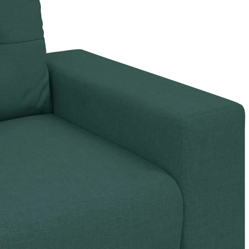 Sofa 3 pcs Tamsiai žalia 221 x 80 x 80 cm Lino mišinio audinys