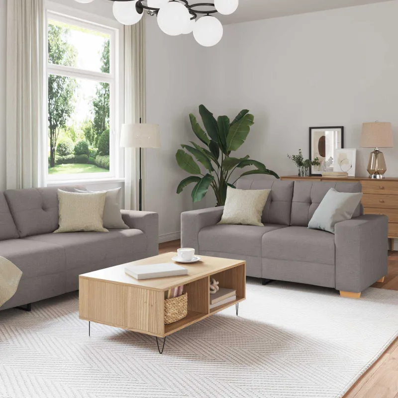Sofa 3 pcs Tortora 221 x 80 x 80 cm Lino mišinio audinys