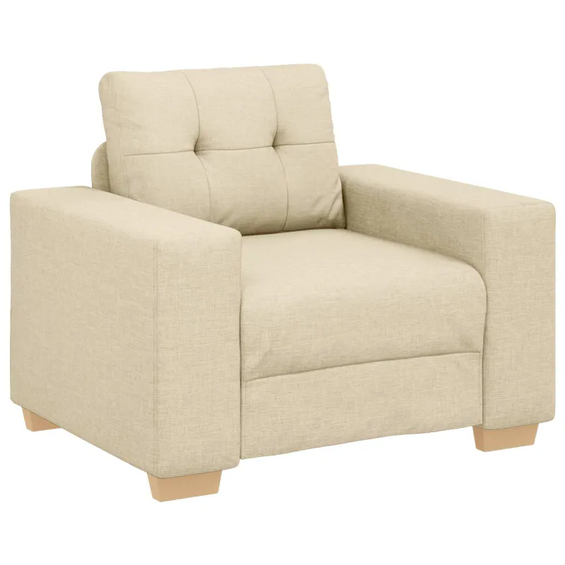 Sofa 3 pcs Kreminė 221 x 80 x 80 cm Lino mišinio audinys