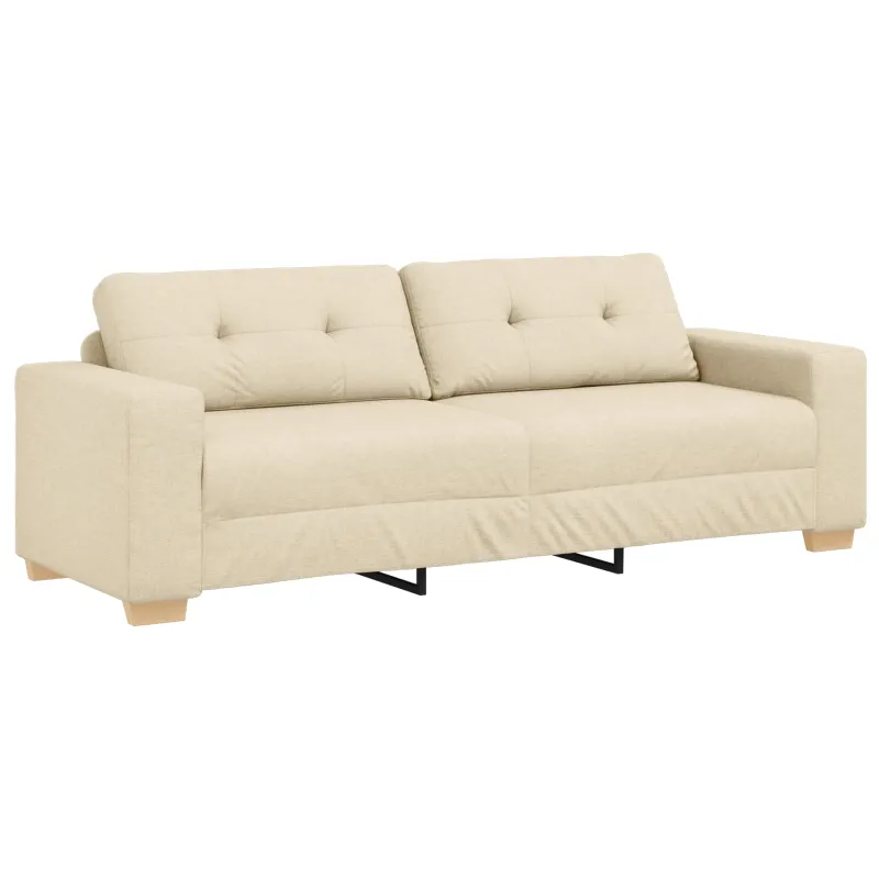 Sofa 3 pcs Kreminė 221 x 80 x 80 cm Lino mišinio audinys