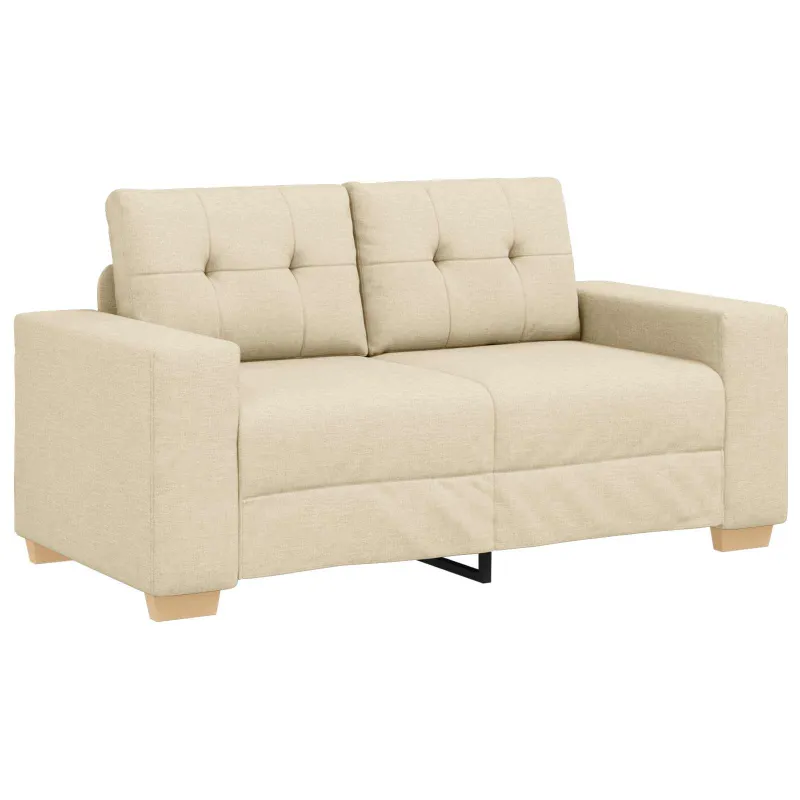 Sofa 3 pcs Kreminė 221 x 80 x 80 cm Lino mišinio audinys
