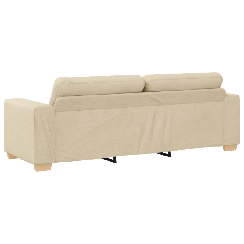 Sofa 3 pcs Kreminė 221 x 80 x 80 cm Lino mišinio audinys