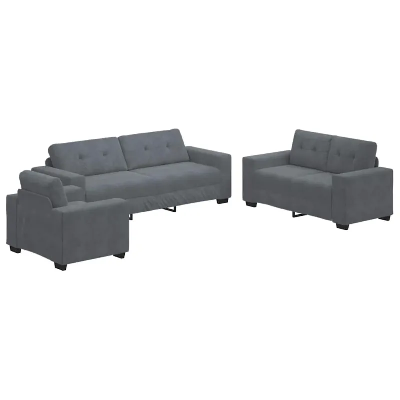 Sofos komplektas 3 pcs Tamsiai pilka 221 x 80 x 80 cm Aksomas