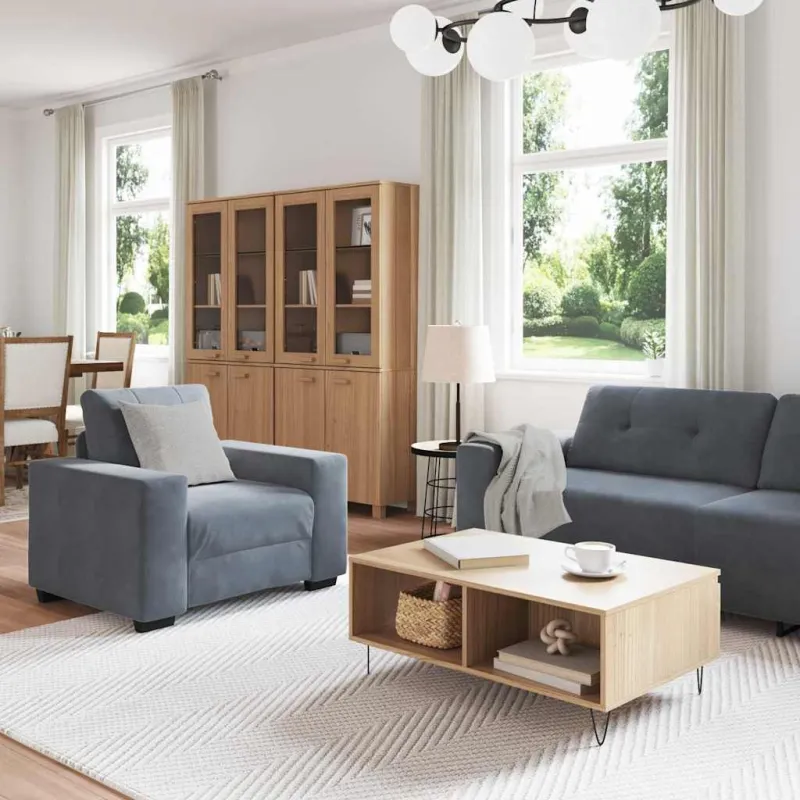 Sofos komplektas 3 pcs Tamsiai pilka 221 x 80 x 80 cm Aksomas