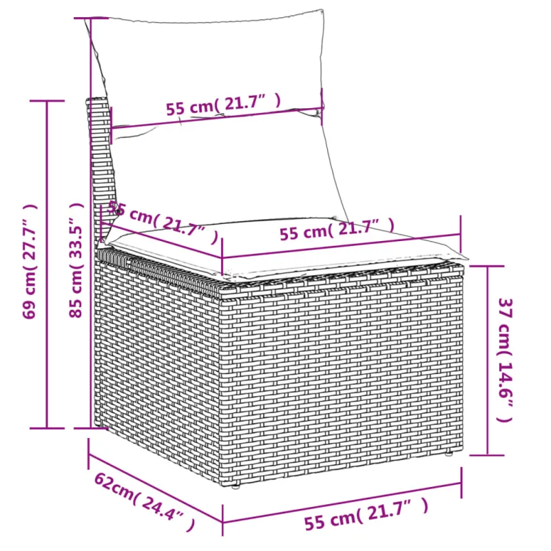 Sodo komplekti, jossa pehmusteet, 10 osaa, musta, polyratasta