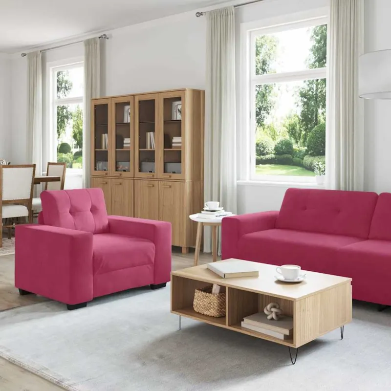 Sofos komplektas 3 pcs Vėjo raudona 221 x 80 x 80 cm Aksomas