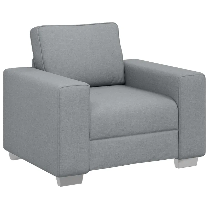 Sofa 3 pcs Šviesiai pilka 219 x 80 x 82 cm Lino mišinio audinys