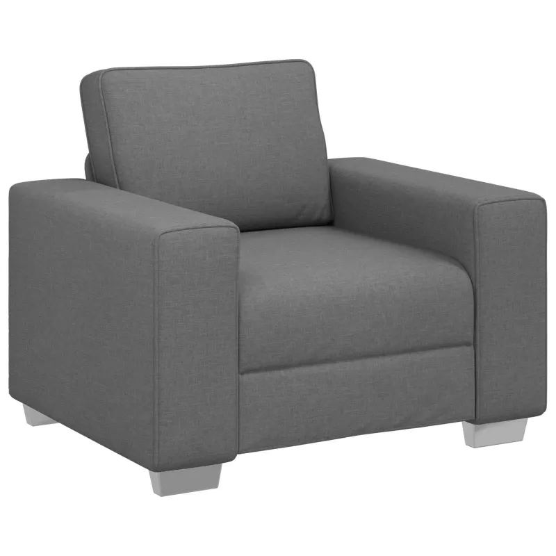 Sofa 3 pcs Tamsiai pilka 219 x 80 x 82 cm Lino mišinio audinys