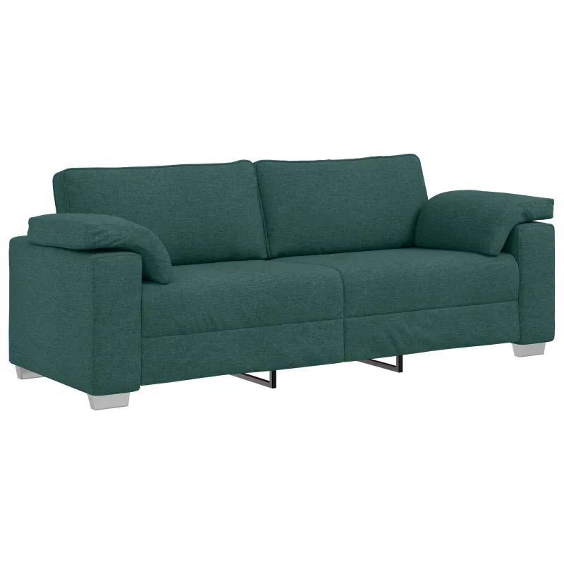 Sofa 3 pcs Tamsiai žalia 219 x 80 x 82 cm Lino mišinio audinys