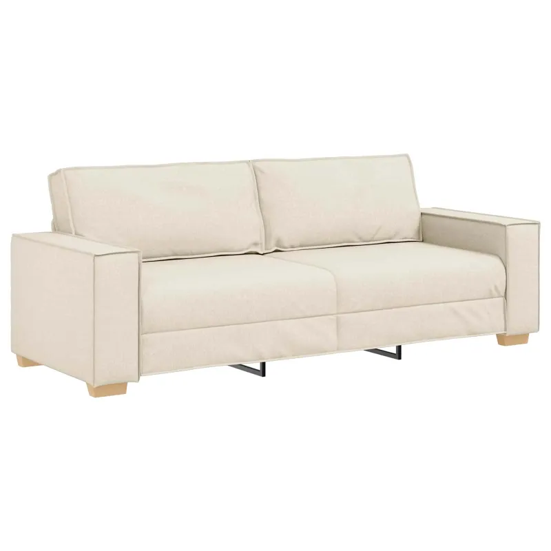 Sofa 2 pcs Smėlio 220 x 80 x 84 cm Lino mišinio audinys